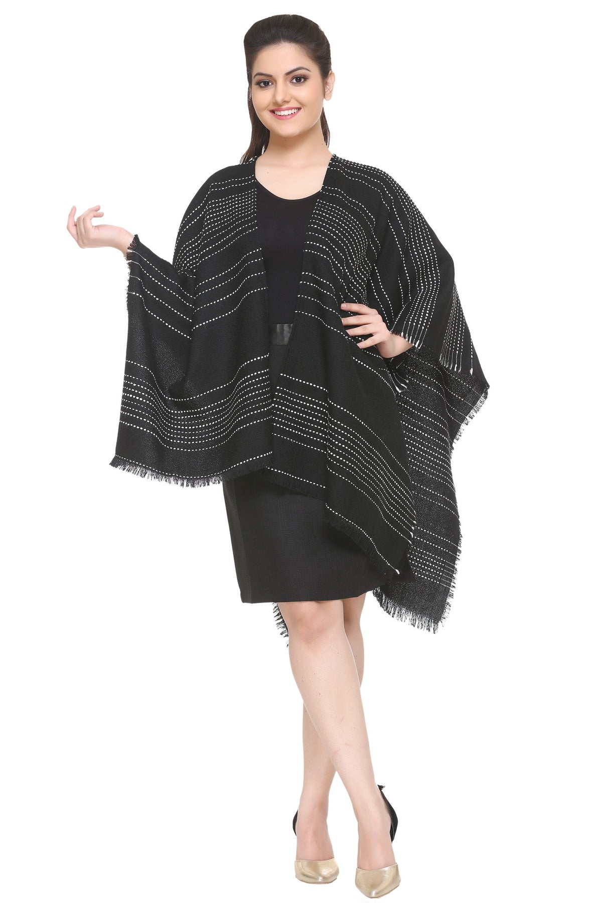 Women's Shawl Wrap Scarf - Black/Grey